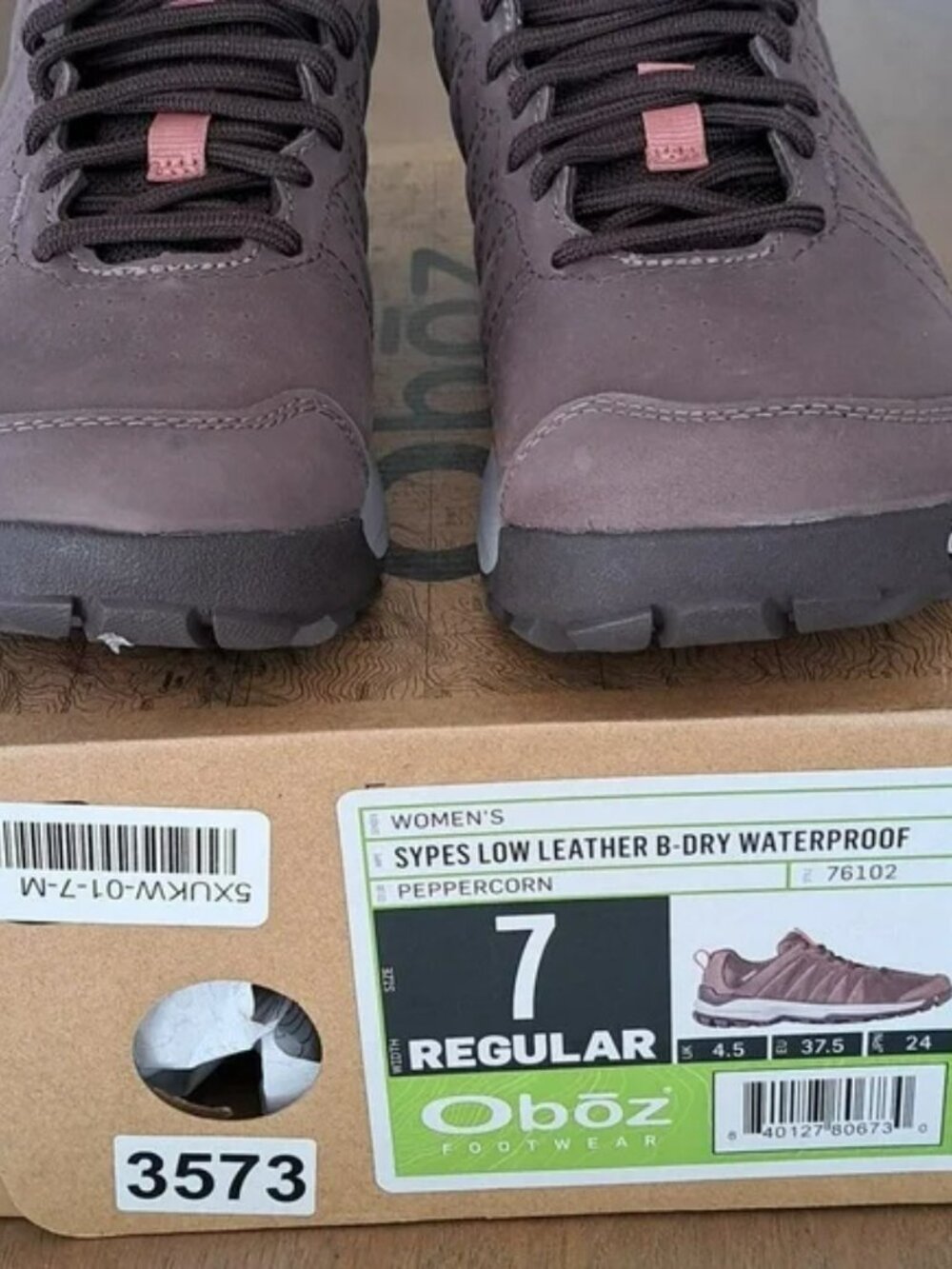 Oboz Sypes Low Leather WP Hiking Shoes - Color: Peppercorn - Size: Women's 7 - Picture 5 of 9